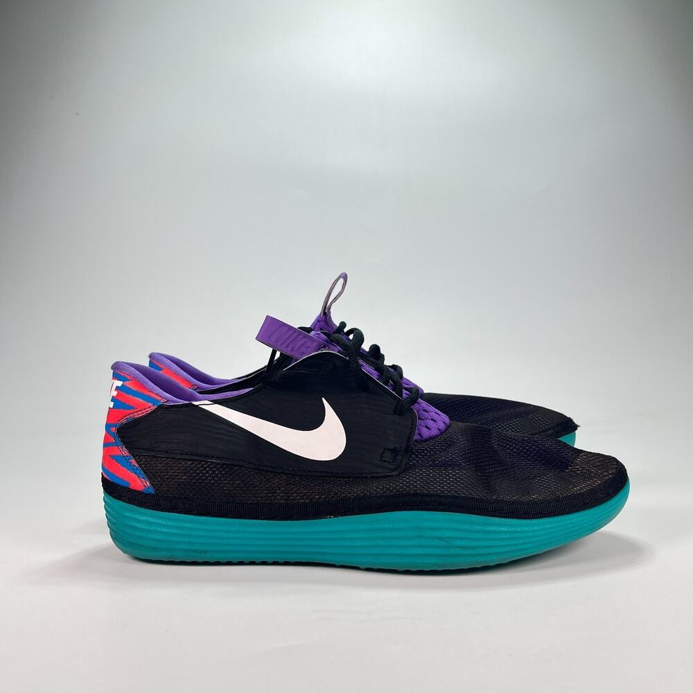 Nike Solarsoft Moccasin Black Turbo Green Purple Casual Sneakers Women's Size 9